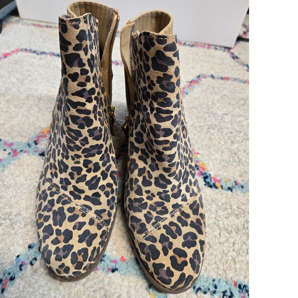 Toms Women's Sadie Leopard Print Ankle Boots Size 7.5